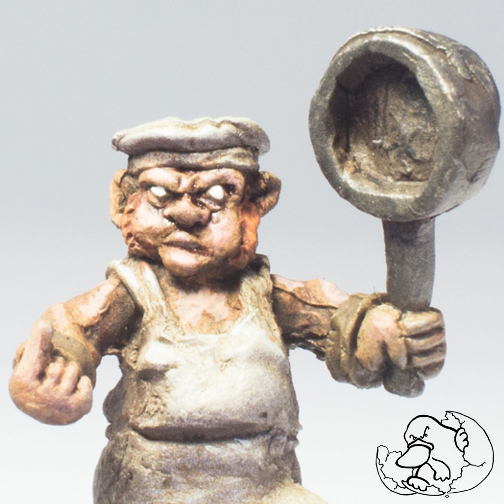 hobbit chef character metal mini painted for role-playing games and wargames created in a workshop by a alternative brand