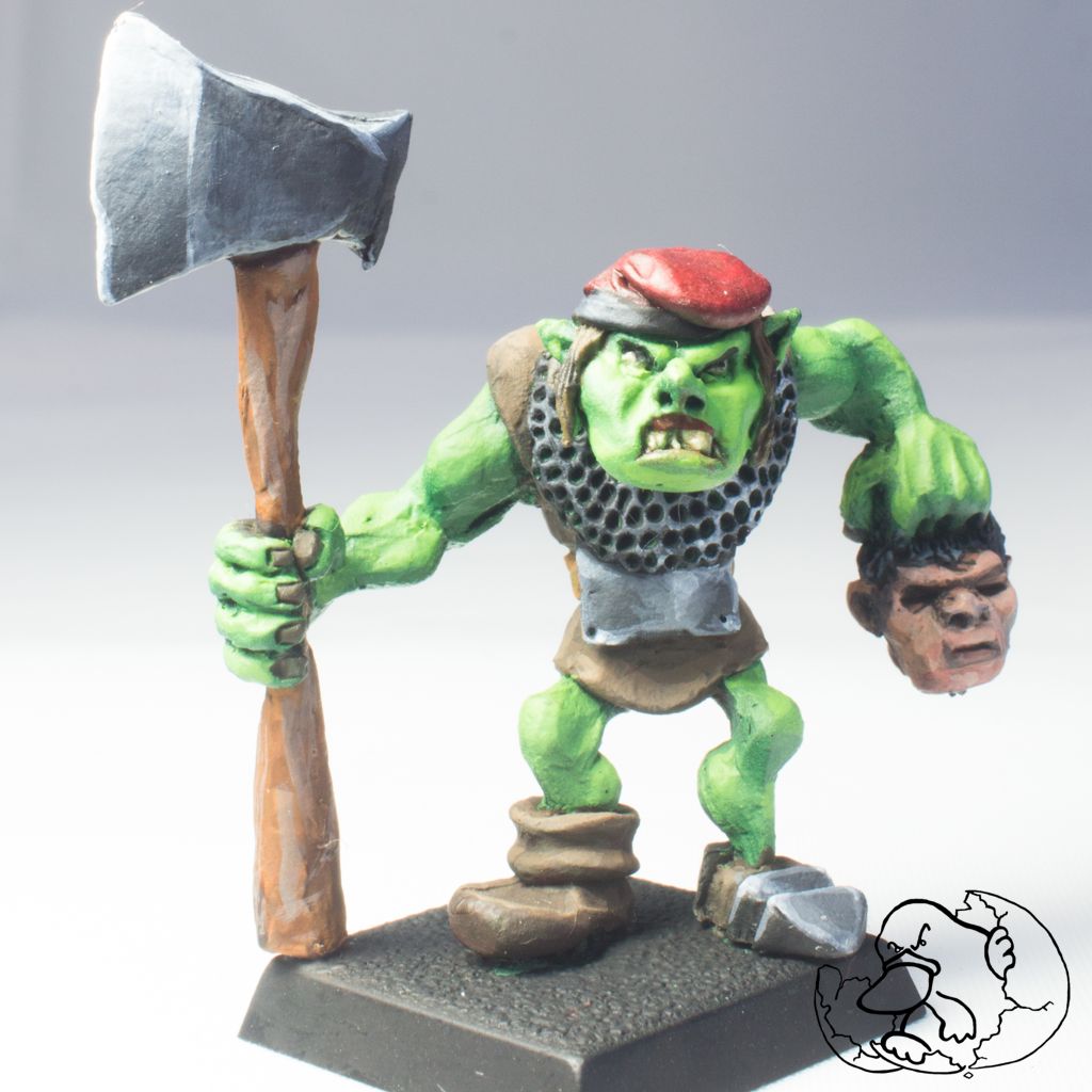 hobgoblin warrior character with axe 28mm metal miniature painted mini ideal for role playing games and wargames