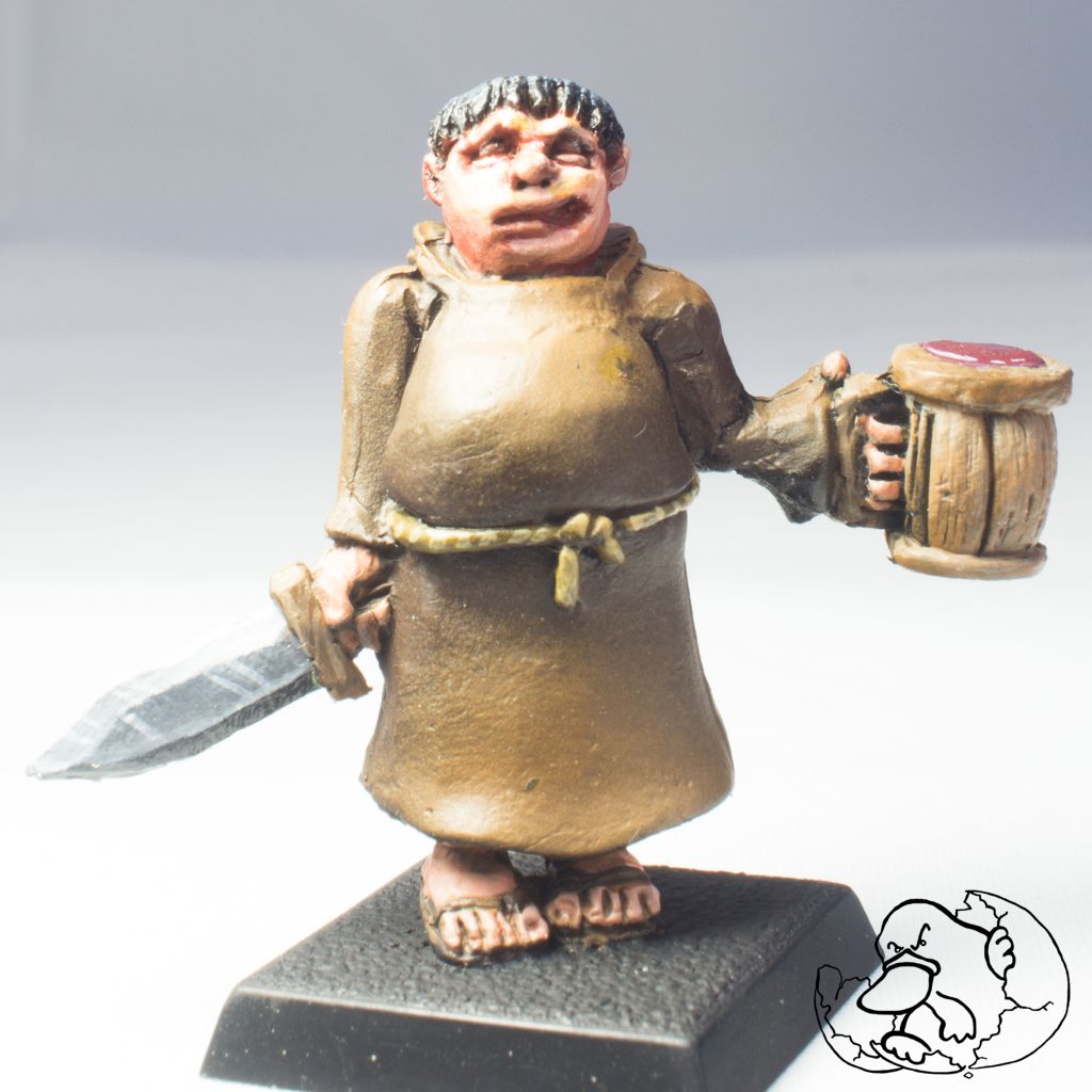 drunk priest human metal miniature for role playing games and wargames created by el huevo del ornitorrinco