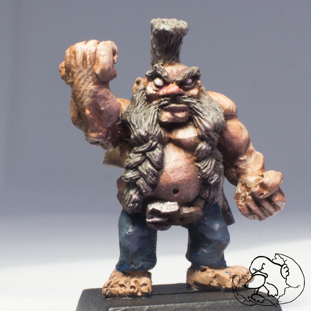 grumpy dwarf warrior pewter mini in 28mm ideal for role playing games and wargames or dungeon created by the platypuss egg