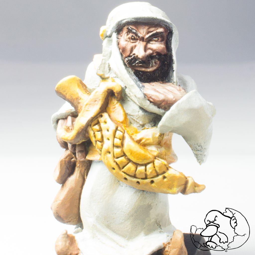 Metal mini for wargmes and role playing games of an arabic character