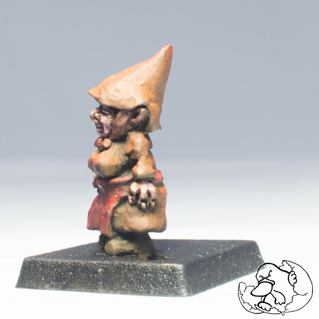 epic fantasy metal mini of a female gnome for role playing games and wargames