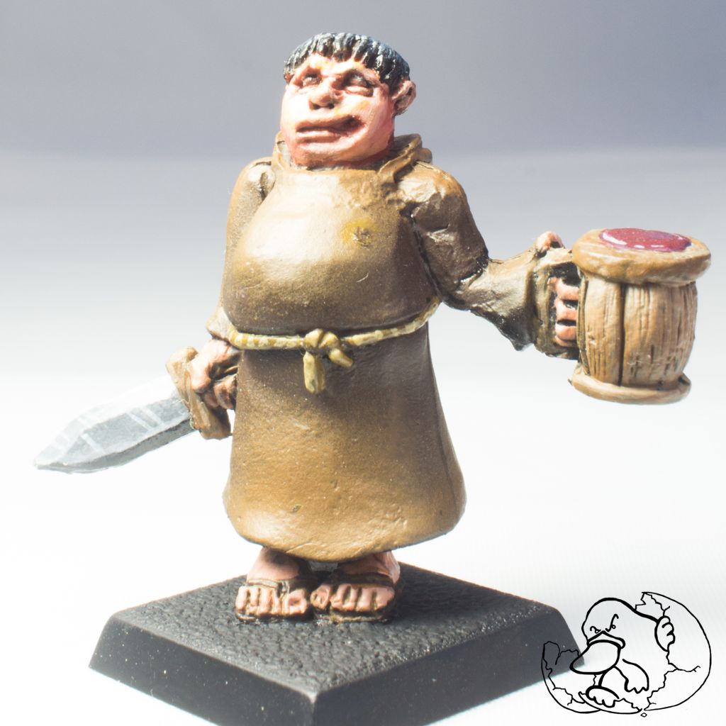 Drunken friar 28mm metal miniature for role playing games or wargames created by the platypus egg