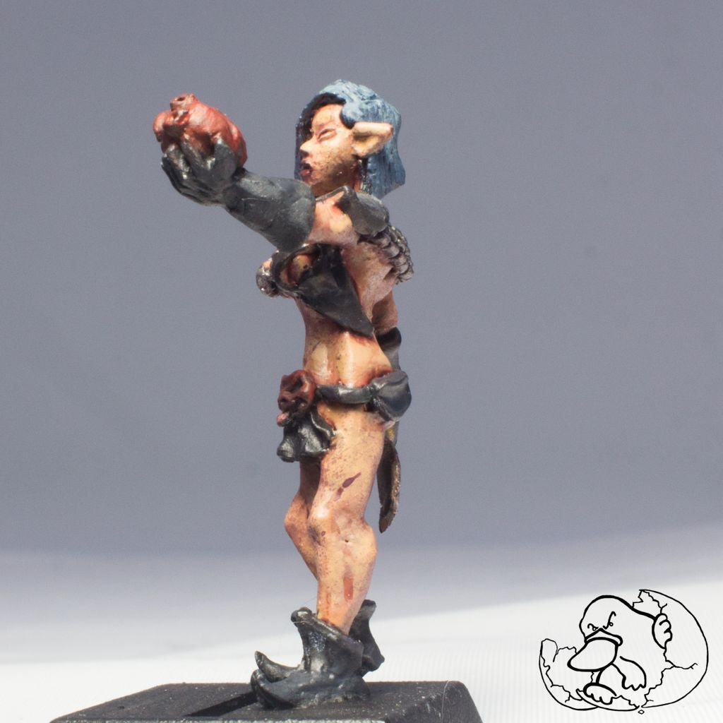 dark elf female berserk warrior pewter miniature painted for rol game and wargame