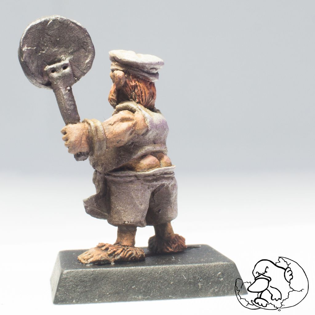 detail of a halfling chef pewter fantasy miniature