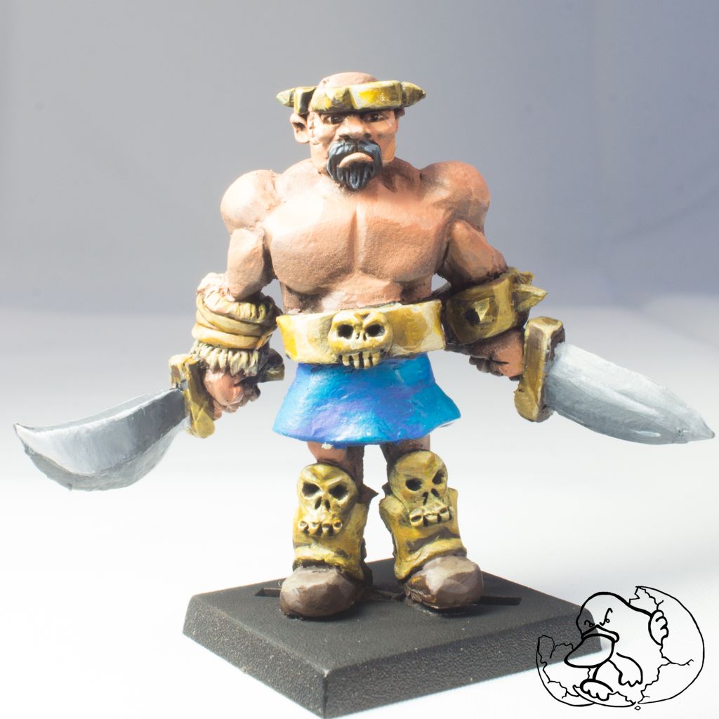 comical Barabarian 28mm metal mini painted for role playing games and wargames