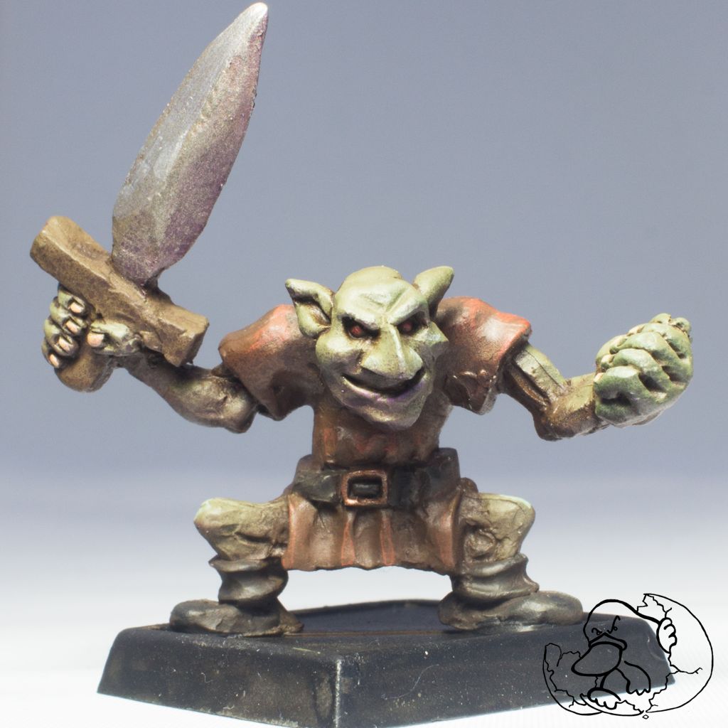 metal miniature of a goblin character ideal for role playing games and wargames created by the platypus egg